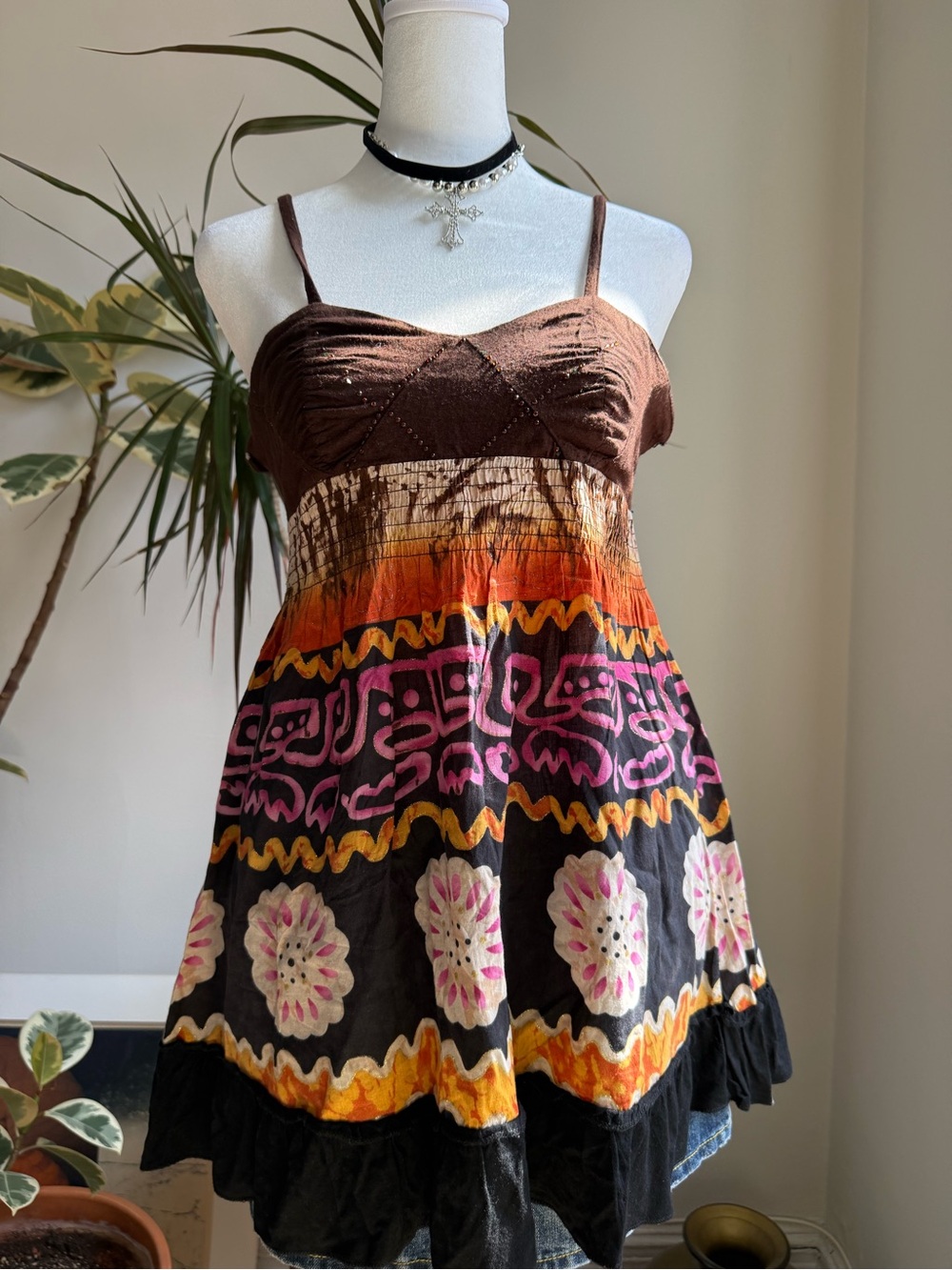 Y2k Boho Multicolor Floral Cotton Babydoll Camisole